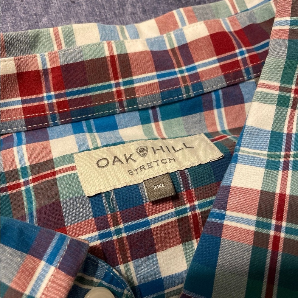Oak Hill Men’s Green Red Blue long Sleeve Button Down 2xl